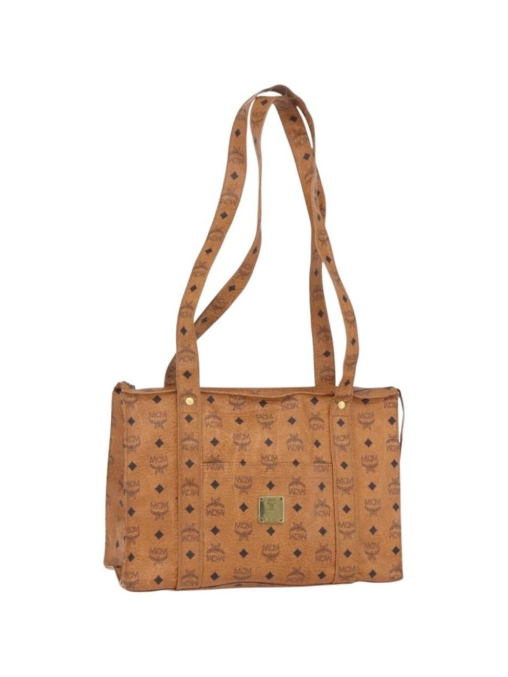 MCM Logogram Vicetos Shoulder Bag PVC Leather Brown Gold